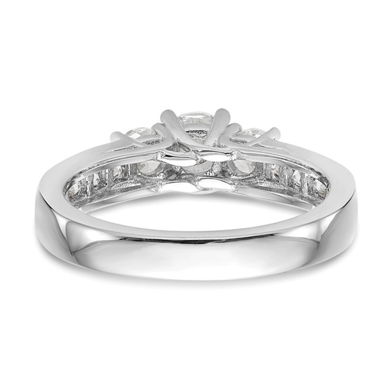 14K White Gold 3-Stone Plus (Holds 3/4 (5.8mm) Round Center and (2-4.8mm) Round Sides) Engagement Ring Mounting