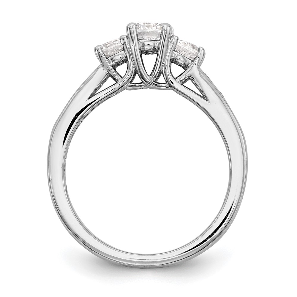 14k White Gold 1 carat Lab Grown Diamond VS/SI+ G+ Round Complete Three Stone Engagement Ring (RM2980E-038-7CWLG)