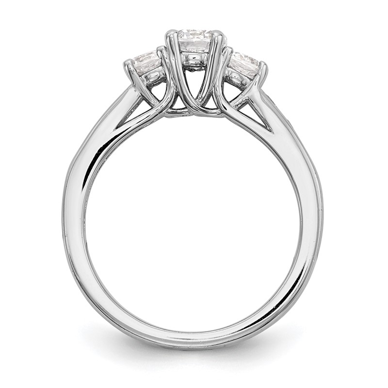 14k White Gold 1 1/2 carat Lab Grown Diamond VS/SI+ G+ Round Complete Three Stone Engagement Ring