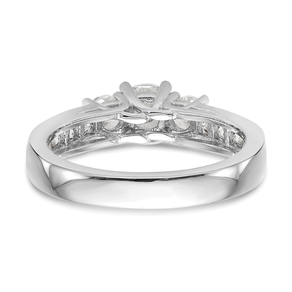 14k White Gold 1 carat Lab Grown Diamond VS/SI+ G+ Round Complete Three Stone Engagement Ring (RM2980E-038-7CWLG)