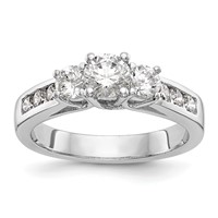 14K White Gold 1.50 Carat Lab Grown Diamond VS SI+ G+ Round Complete Three Stone Engagement Ring view 1