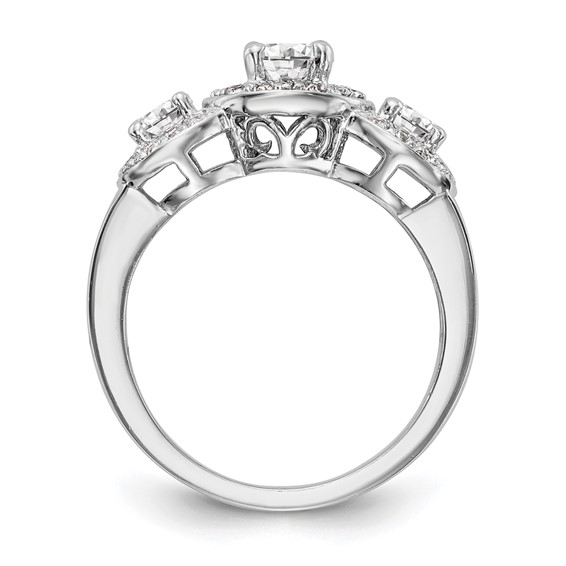 14k White Gold 1 1/3 carat Lab Grown Diamond VS/SI+ G+ Complete Three Stone Engagement Ring