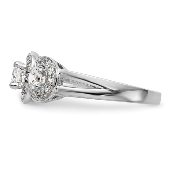 14k White Gold 1 1/3 carat Lab Grown Diamond VS/SI+ G+ Complete Three Stone Engagement Ring