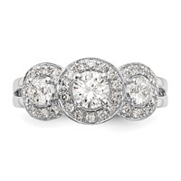 14K White Gold 1.33 Carat Lab Grown Diamond VS SI+ G+ Complete Three Stone Engagement Ring view 5