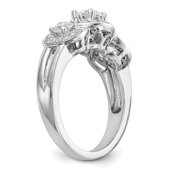 14k White Gold 1 1/3 carat Lab Grown Diamond VS/SI+ G+ Complete Three Stone Engagement Ring
