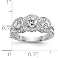 14K White Gold 1.33 Carat Lab Grown Diamond VS SI+ G+ Complete Three Stone Engagement Ring view 3