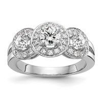 14K White Gold 1.33 Carat Lab Grown Diamond VS SI+ G+ Complete Three Stone Engagement Ring view 1