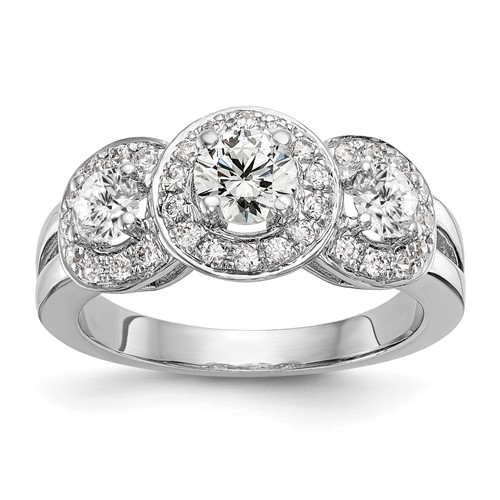 14K White Gold 1.33 Carat Lab Grown Diamond VS SI+ G+ Complete Three Stone Engagement Ring