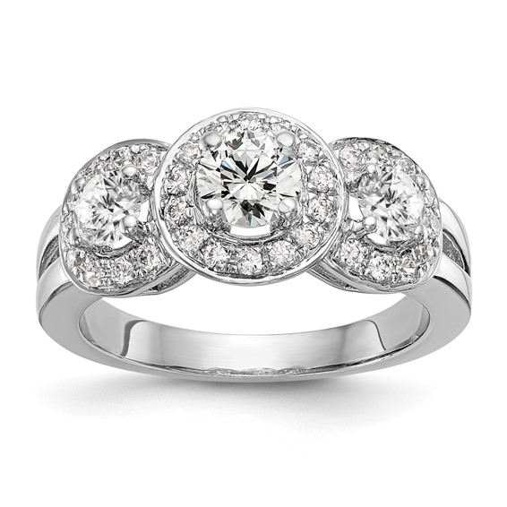 14k White Gold 1 1/3 carat Lab Grown Diamond VS/SI+ G+ Complete Three Stone Engagement Ring
