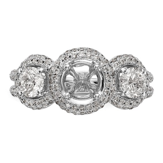 3 Stone Diamond Semi-Mount Engagement Rings