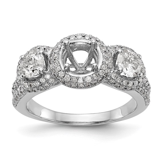 3 Stone Diamond Semi-Mount Engagement Rings