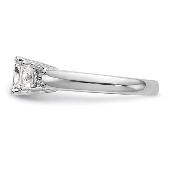 14K White Gold 3-Stone (Holds 1/6 carat (3.00mm) Princess Center and (2-2.4mm) Princess Sides) Engagement Ring Mounting