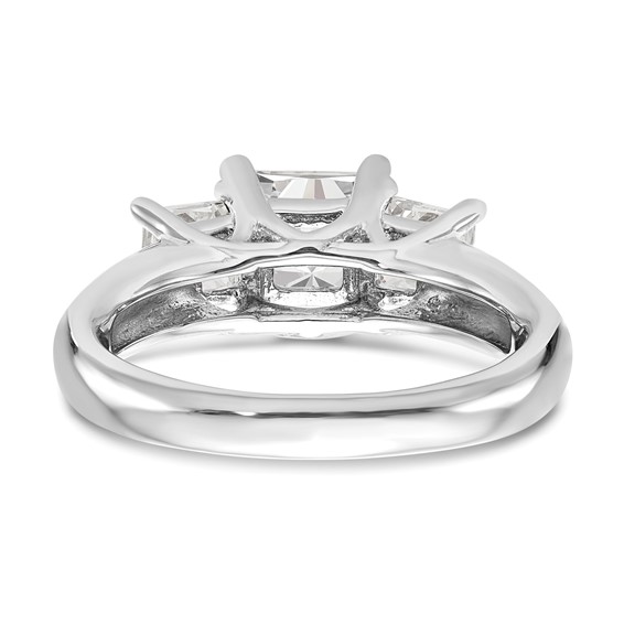 14K White Gold 3-Stone (Holds 1/6 carat (3.00mm) Princess Center and (2-2.4mm) Princess Sides) Engagement Ring Mounting