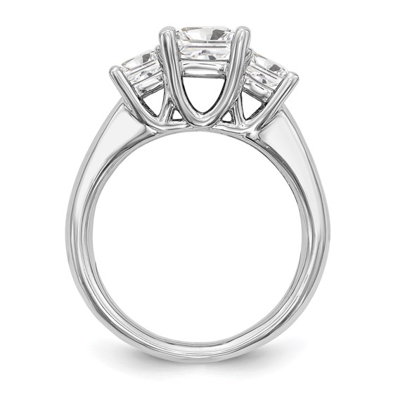 14K White Gold 3-Stone (Holds 1 carat (5.70mm) Princess Center and (2-4.5mm) Princess Sides) Engagement Ring Mounting