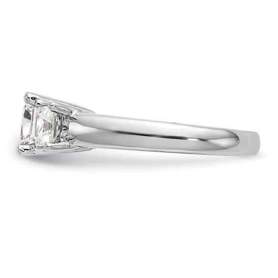 14K White Gold 3-Stone (Holds 1 carat (5.70mm) Princess Center and (2-4.5mm) Princess Sides) Engagement Ring Mounting