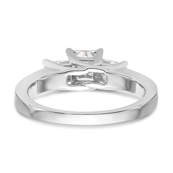 14K White Gold 3-Stone (Holds 1/2 carat (5.2mm) Princess Center and (2-3.5mm) Princess Sides) Engagement Ring Mounting