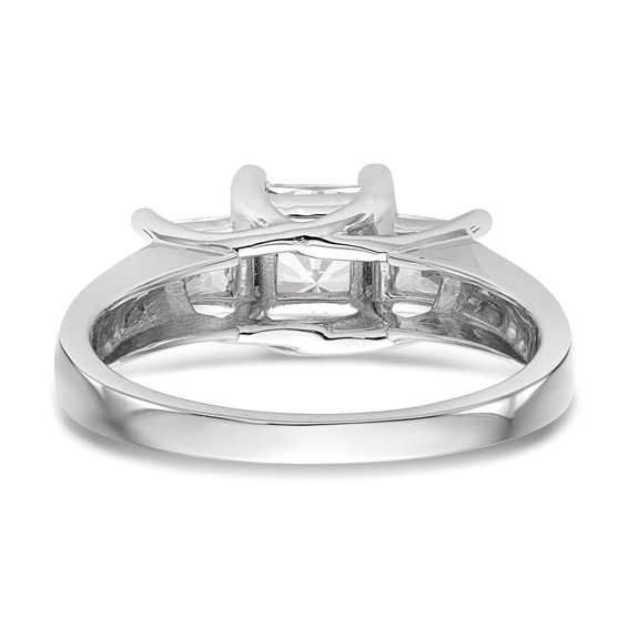 14K White Gold 3-Stone (Holds 3/4 carat (5.8mm) Princess Center and (2-3.5mm) Princess Sides) Engagement Ring Mounting