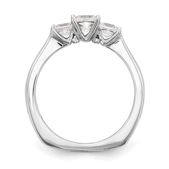 14K White Gold 3-Stone Diamond Semi-Mount Engagement Ring