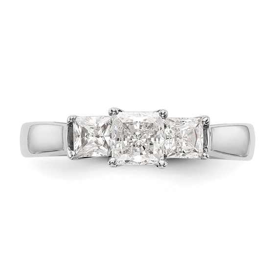 14K White Gold 3-Stone Diamond Semi-Mount Engagement Ring