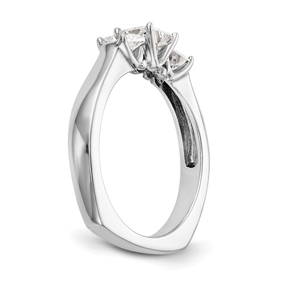 14K White Gold 3-Stone Diamond Semi-Mount Engagement Ring