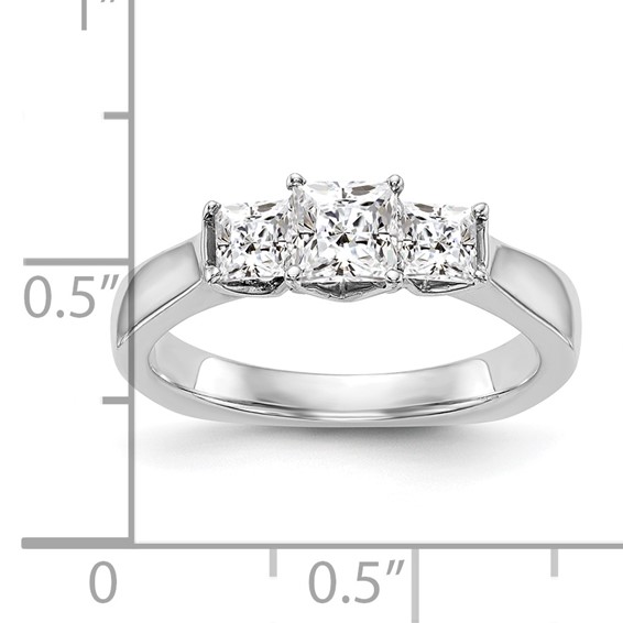 14K White Gold 3-Stone Diamond Semi-Mount Engagement Ring