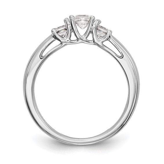 14K White Gold 3-Stone (Holds 1/5 carat (3.3mm) Princess Center and (2-2.8mm) Princess Sides) Engagement Ring Mounting