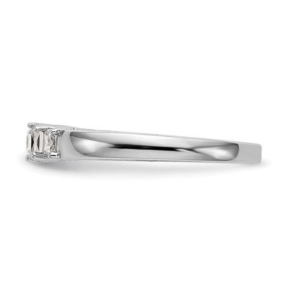 14K White Gold 3-Stone (Holds 1/5 carat (3.3mm) Princess Center and (2-2.8mm) Princess Sides) Engagement Ring Mounting