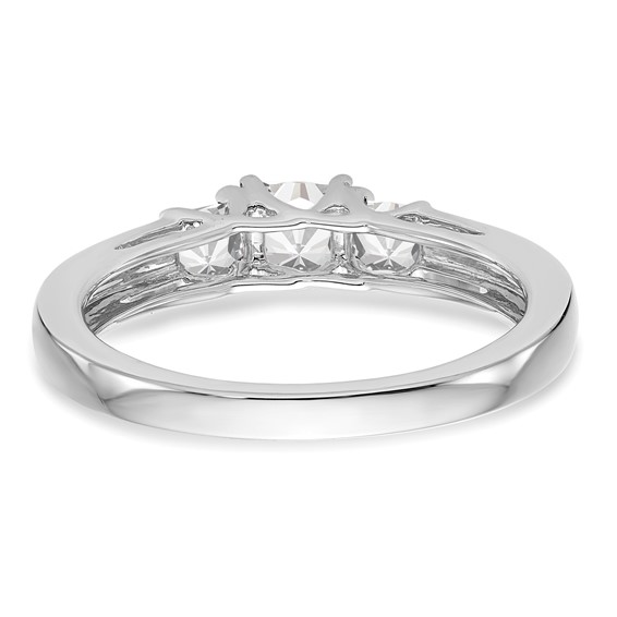 14K White Gold 3-Stone (Holds 1/5 carat (3.3mm) Princess Center and (2-2.8mm) Princess Sides) Engagement Ring Mounting