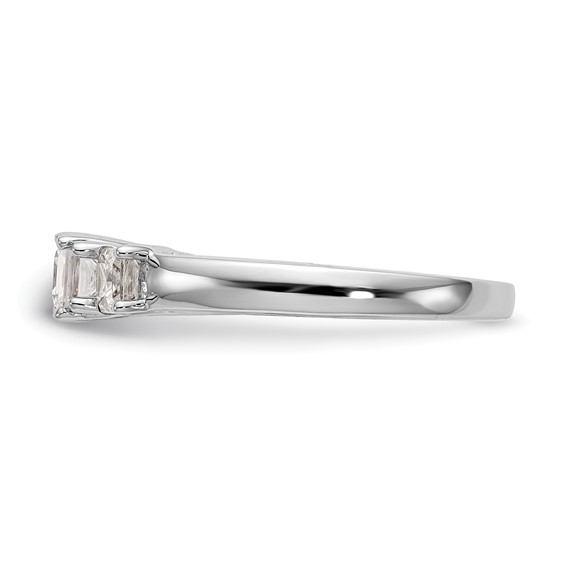 14K White Gold 3-Stone (Holds 3/8 carat (4.1mm) Princess Center and (2-3.8mm) Princess Sides) Engagement Ring Mounting