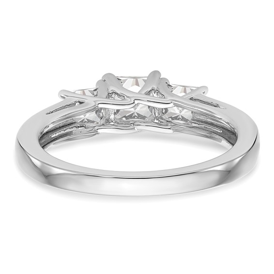 14K White Gold 3-Stone (Holds 3/8 carat (4.1mm) Princess Center and (2-3.8mm) Princess Sides) Engagement Ring Mounting