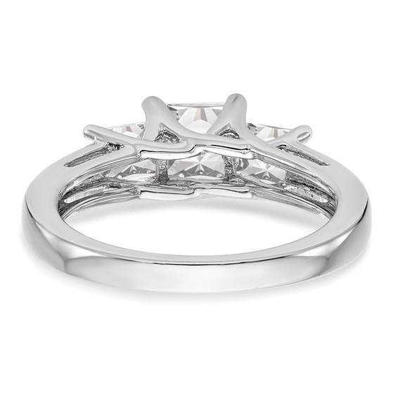 14K White Gold 3-Stone (Holds 3.4 carat (4.8mm) Princess Center and (2-4.3mm) Princess Sides) Engagement Ring Mounting
