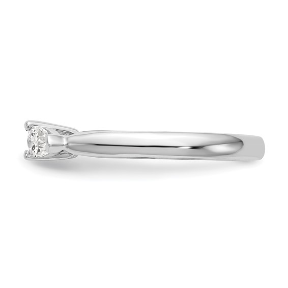 14K White Gold 3-Stone Peg Set Center (Holds (2-5x3mm) Pear Sides) Engagement Ring Mounting