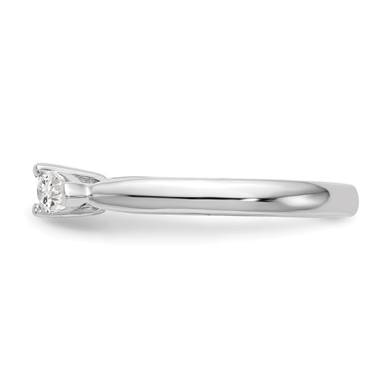 14K White Gold 3-Stone Peg Set Center (Holds (2-4x3mm) Pear Sides) Engagement Ring Mounting