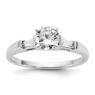 14K 3-Stone Diamond Peg Set Engagement Ring Mounting