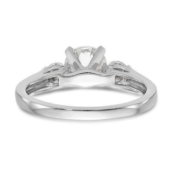 14K White Gold 3-Stone Peg Set Center (Holds (2-3.7mm) Round Sides) Engagement Ring Mounting