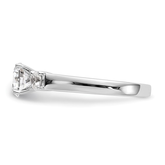 14K White Gold 3-Stone Peg Set Center (Holds (2-3.5mm) Round Sides) Engagement Ring Mounting