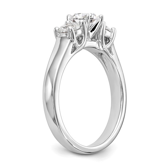 14K White Gold 3-Stone Peg Set Center (Holds (2-4.00mm) Round Sides) Engagement Ring Mounting