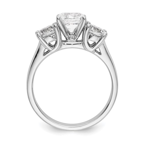 14K White Gold 3-Stone Peg Set Center (Holds (2-5.00mm) Round Sides) Engagement Ring Mounting