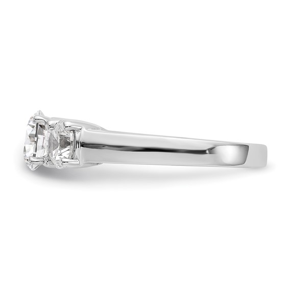 14K White Gold 3-Stone Peg Set Center (Holds (2-5.00mm) Round Sides) Engagement Ring Mounting