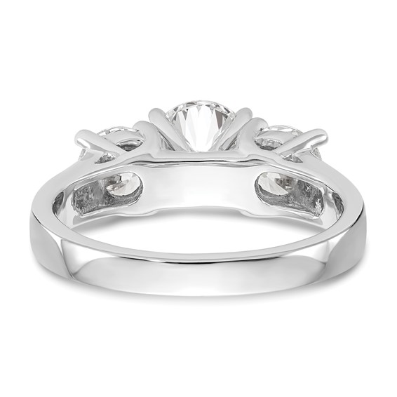 14K White Gold 3-Stone Peg Set Center (Holds (2-5.00mm) Round Sides) Engagement Ring Mounting