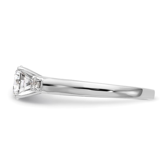 14K White Gold 3-Stone Peg Set Center (Holds (2-2.9mm) Round Sides) Engagement Ring Mounting