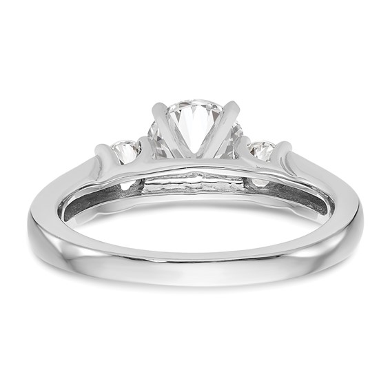 14K White Gold 3-Stone Peg Set Center (Holds (2-2.9mm) Round Sides) Engagement Ring Mounting