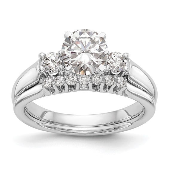 3 Stone Peg Set Semi-Mount Engagement Rings