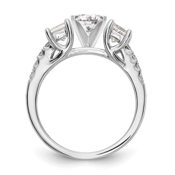 14K White Gold 3-Stone Plus Peg Set Center Semi-mount Princess Diamond Engagement Ring
