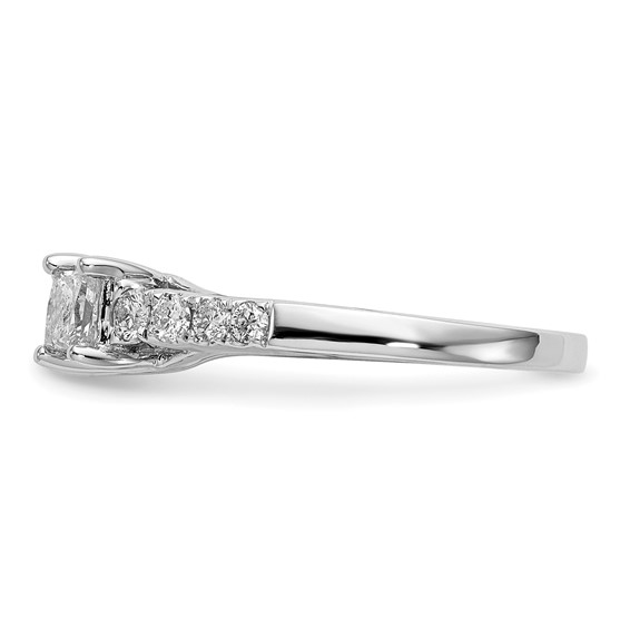 14K White Gold 3-Stone Plus Peg Set Center Semi-mount Princess Diamond Engagement Ring