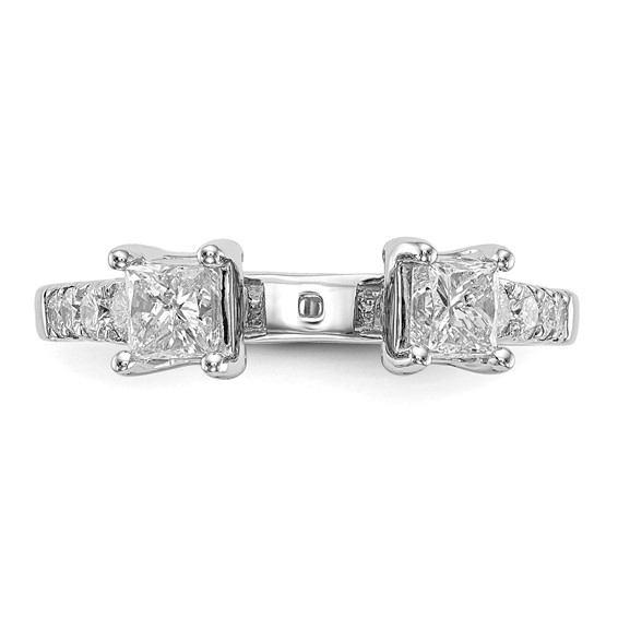 14K White Gold 3-Stone Plus Peg Set Center Semi-mount Princess Diamond Engagement Ring