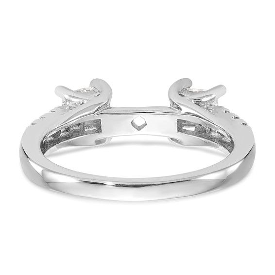 14K White Gold 3-Stone Plus Peg Set Center Semi-mount Princess Diamond Engagement Ring