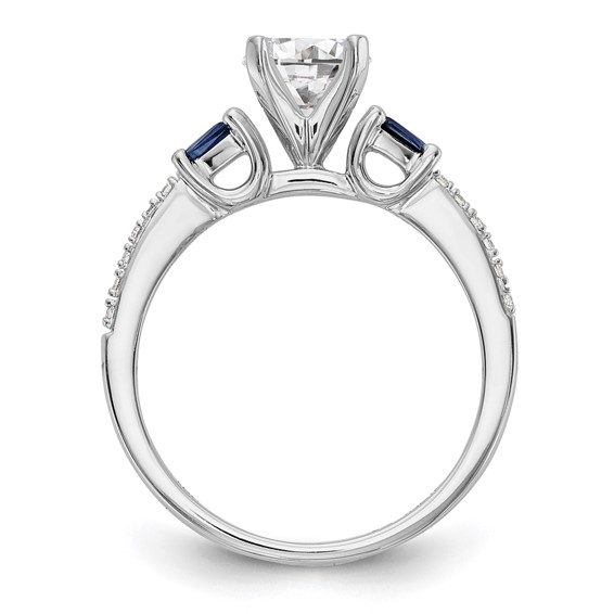 3 Stone Peg Set Semi-Mount Sapphire Engagement Rings