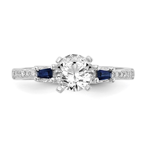3 Stone Peg Set Semi-Mount Sapphire Engagement Rings