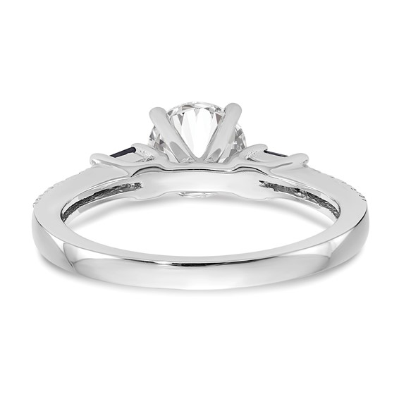 3 Stone Peg Set Semi-Mount Sapphire Engagement Rings